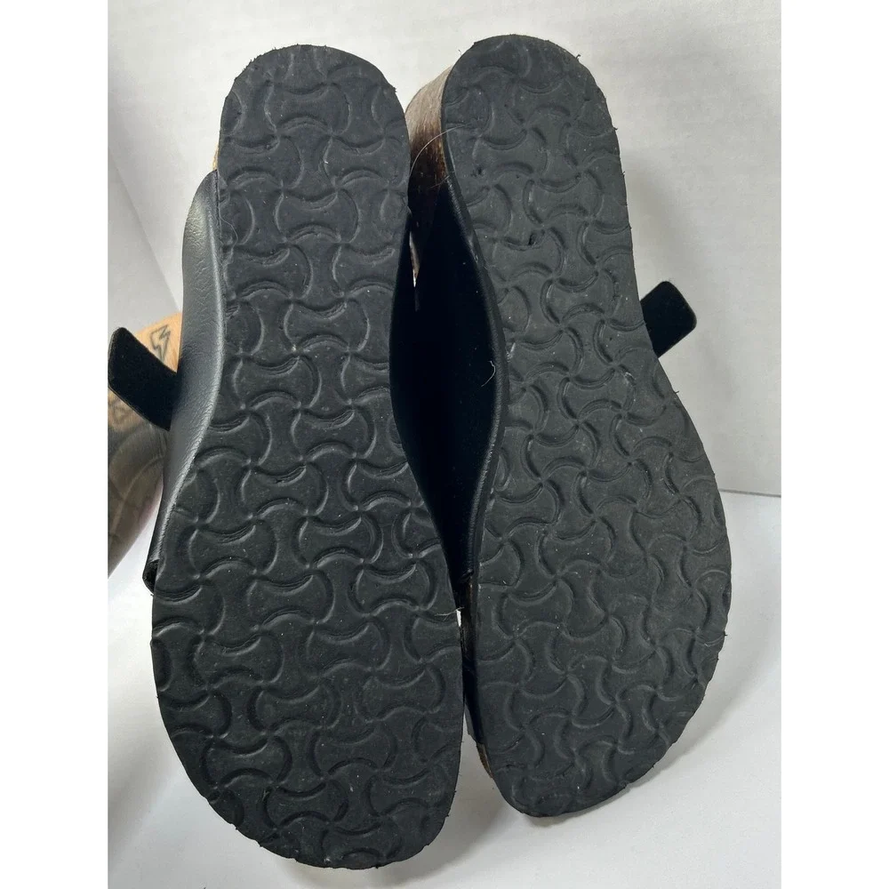 Earthy Black Double Buckle Cork Wedge Slides Gorpcore Coastal Granola 11